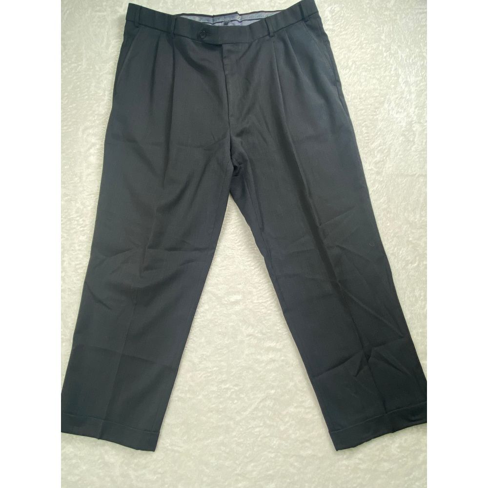 Ballin Mens Pants 40x28 Dark Gray Cuffed Super 120s Wool‎ Classic Trouser